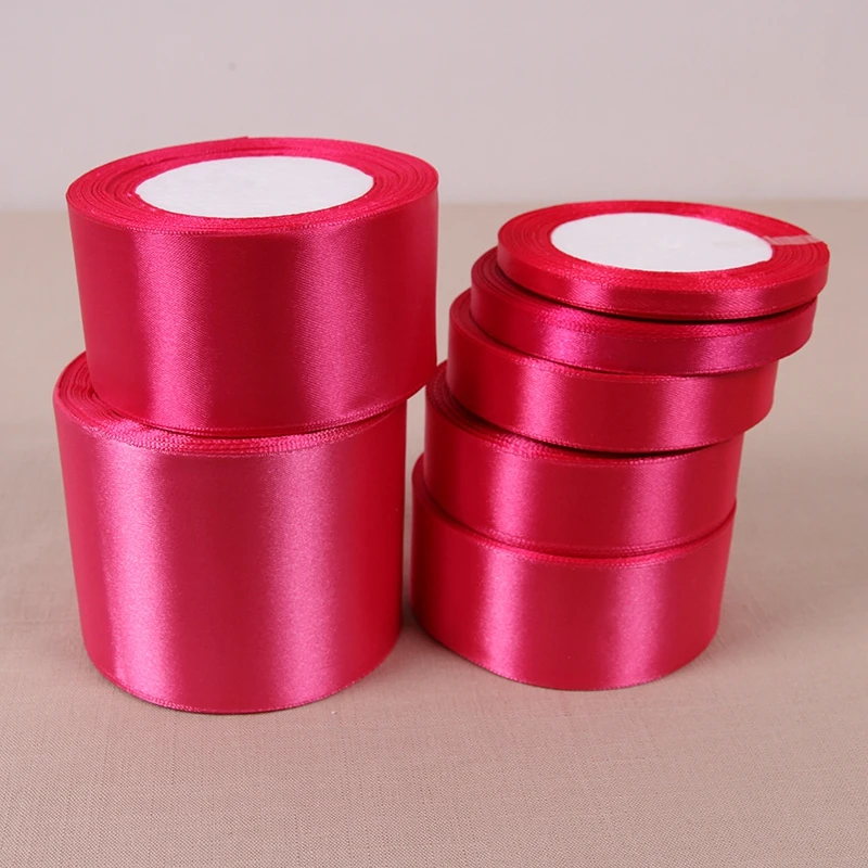 (25 yards/roll) Fushia Single Face Satin Ribbon Wholesale Gift Wrapping Christmas ribbons 14in