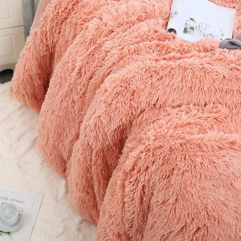 160*200cm Elegant Throw Blanket for Bed Sofa Bedspread Long Shaggy Soft Warm Bedding Sheet Air Conditioning Blanket