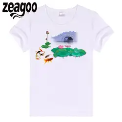 Zeagoo Fit Повседневное, шеи экипажа Slim Для женщин мягкий короткий рукав Футболка белая pattern17