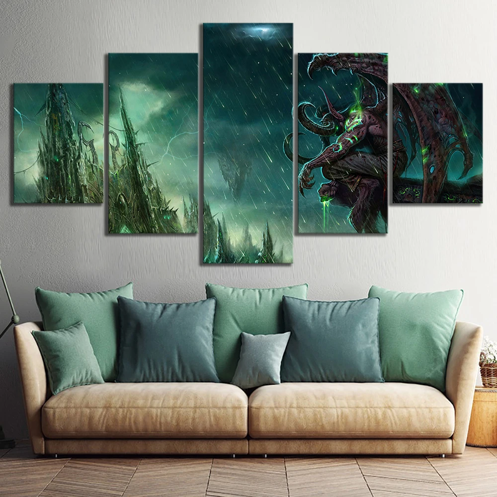  Canvas Painting 5 Pieces Illidan Stormrage DOTA 2 Wall Picture Art Prints Modular Game Poster For L
