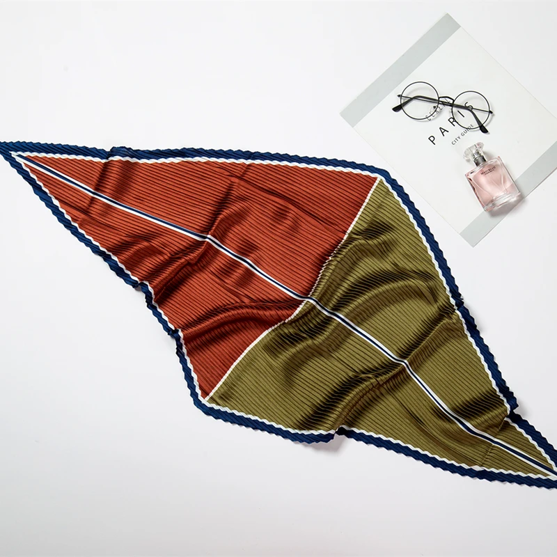 Дизайнерский женский шарф, квадратный шелковый плиссированный шейный платок, женский элегантный ободок для волос, женский шейный платок - Цвет: YZ32-1