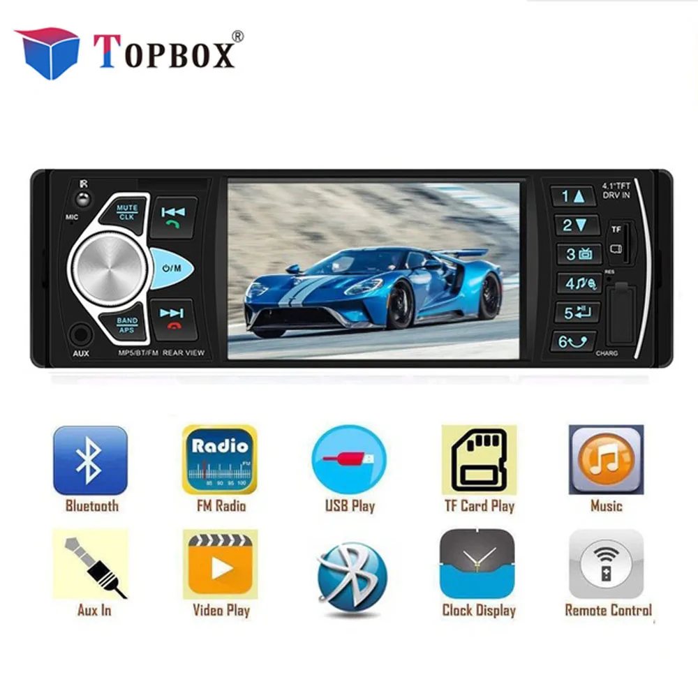 

Camecho 1 Din 4" Car Radios 4022d FM Radio Car Auto Audio Stereo Bluetooth Autoradio Support Rearview Camera AUX TF USB Indash