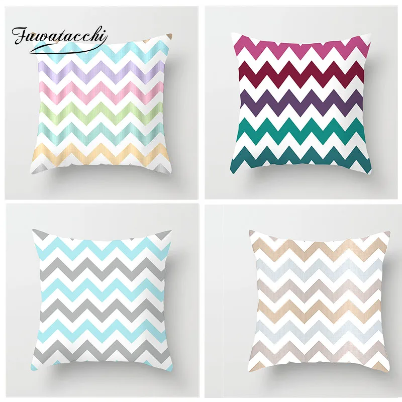 

Fuwatacchi Colorful Striped Cushion Cover White Woven Pillow Cover Home Decorate Home Sofa Square Decorative Pillow Case