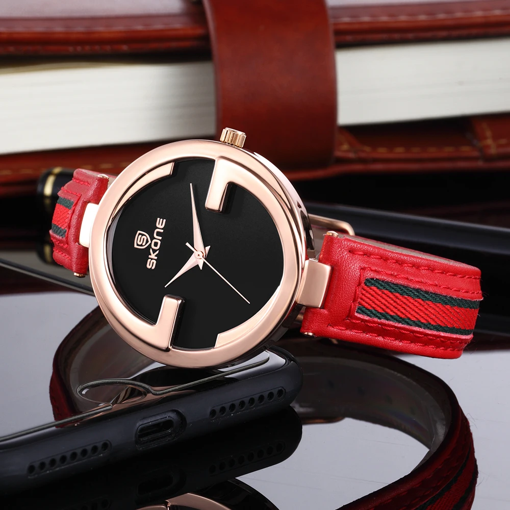 

SKONE Fine leather belt Women's Watches Quartz Luxury Brand Ladies Elegant Style 2018 fashion luxury wristwatch relogio feminino