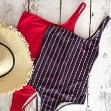 Цельный купальник на одно плечо в полоску, купальный костюм, купальник, пляжная одежда для женщин