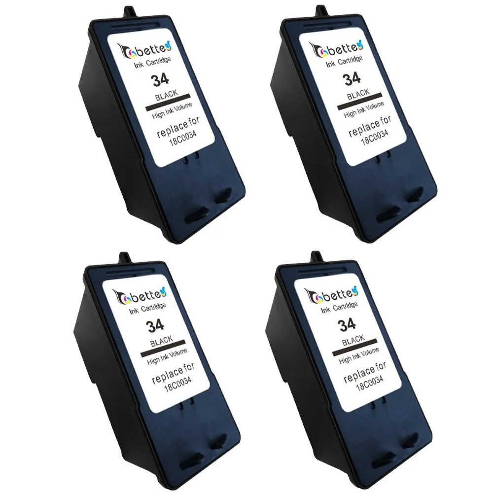 4PK, Ink Cartridges for Lexmark 34 18C0034 Printer X5450 X5470 X5490