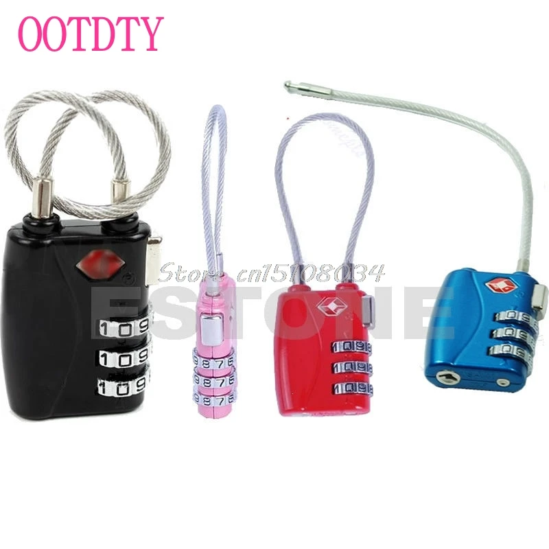 

TSA 719 Resettable 3 Digit Combination Travel Luggage Suitcase Lock Padlock 4 Color S08 Drop ship