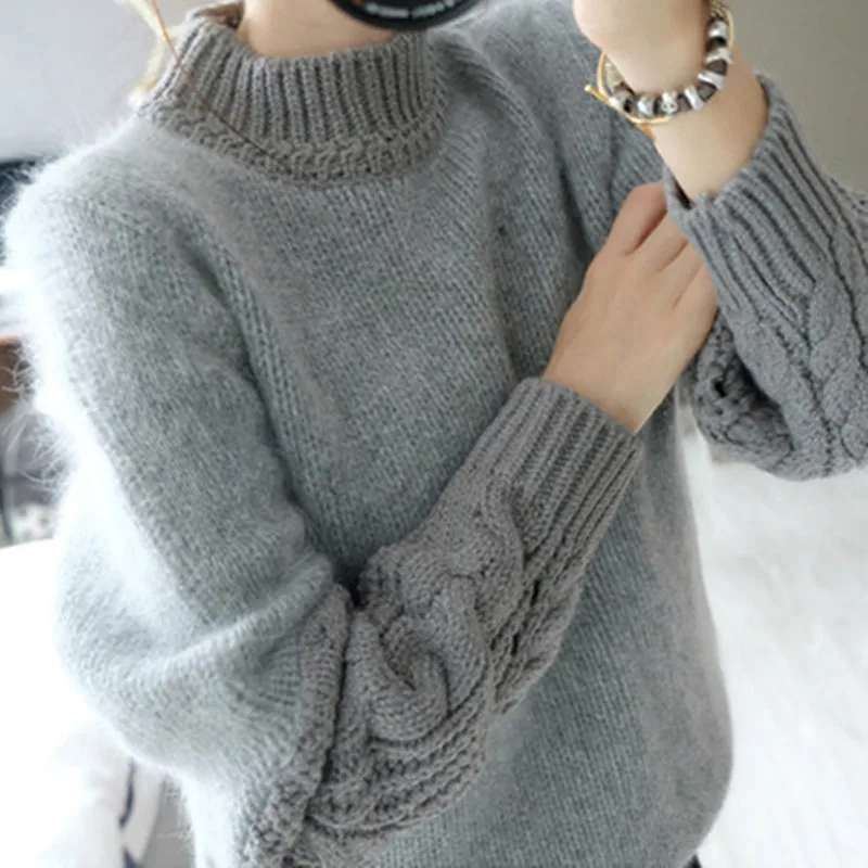 

2018 New Popular Spring Autumn Winter Women Sweater Fashion Style Casual Grey Top Pullovers Female Knitted Sweaters Woman SW525