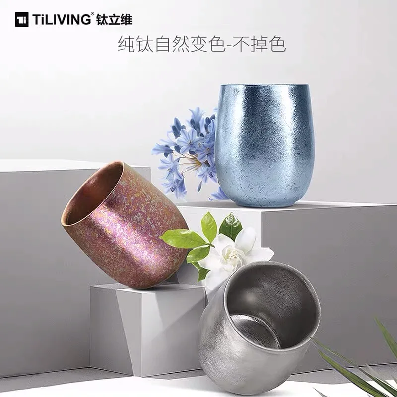 TILIVING Pure titanium двухслойная анти-обжигающая вода чашка, кофейная чашка lovers простая чашка сок пивная кружка