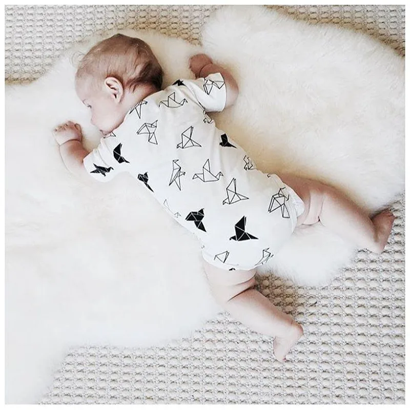 

Emmababy 2017 New summer style Origami printed bodysuit cotton baby boy girl clothes short sleeve baby bodysuits infant clothing