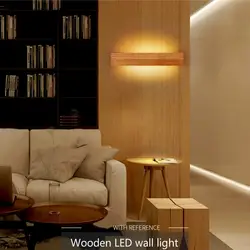 Простой каучуковое дерево бра для спальни светодиодные ночники творческий современные зеркала фары кабинет, ванная комната деревянные