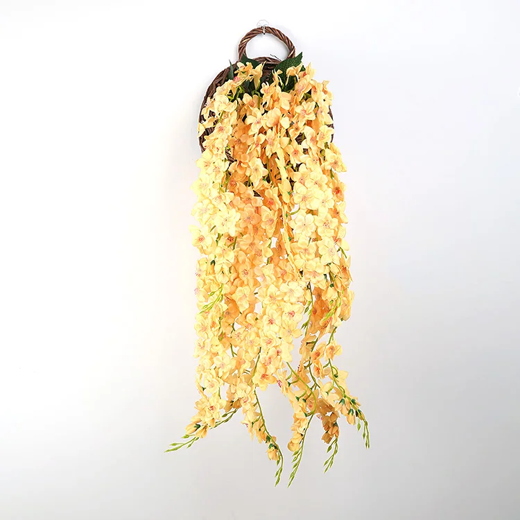 100 см длинное свадебное украшение для спальни настенный искусственный цветок букет фаленопсис листья гортензии садовая Цветочная ветка - Цвет: as picture color