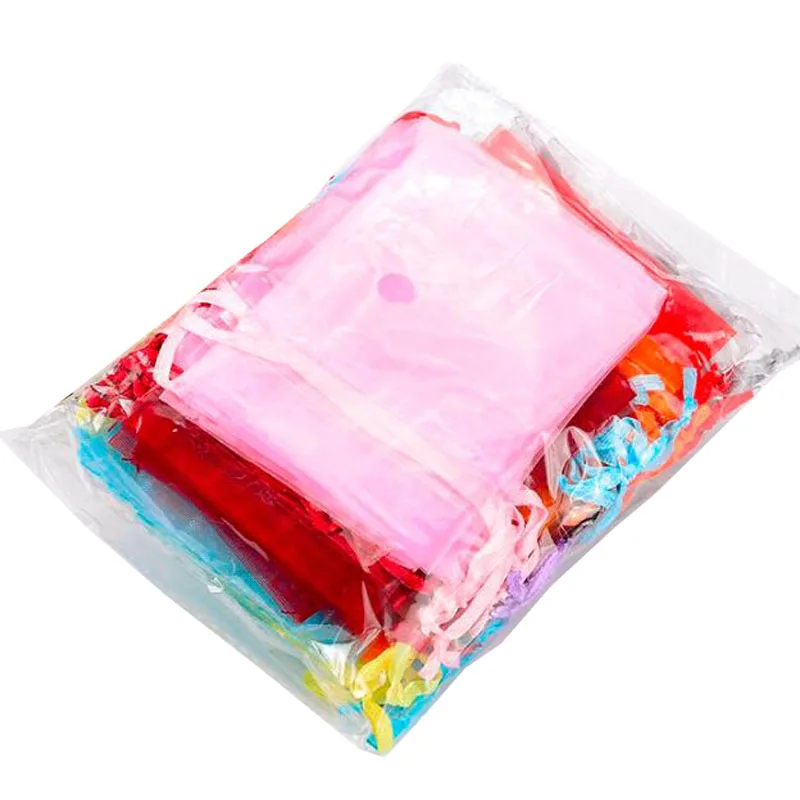 Случайные Смешанные цвета упаковки ювелирных изделий Organza Сумки Из Органзы 7x9 см, свадебные подарочные сумки и мешки, 50 шт./партия - Цвет: Mix Color
