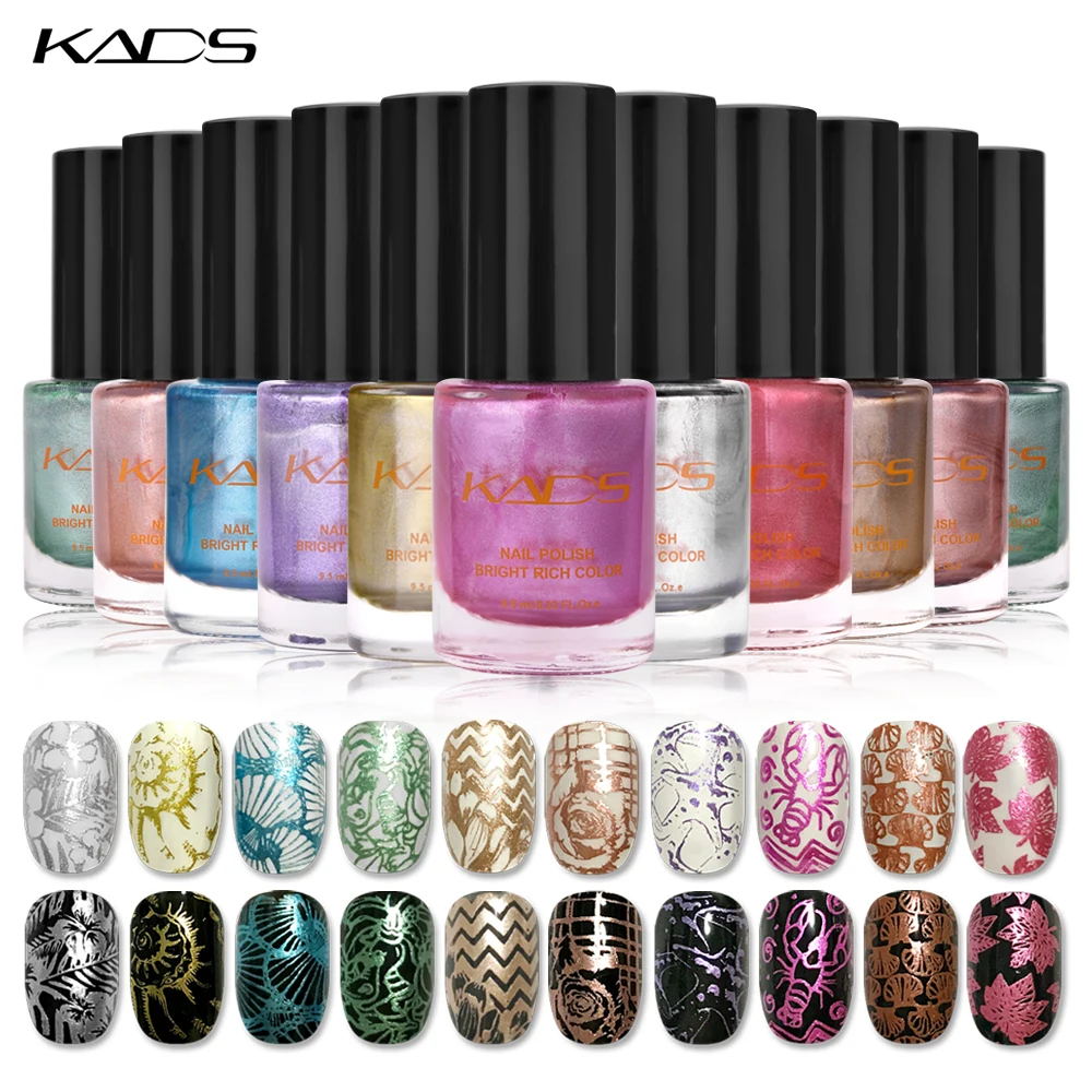 

KADS 9.5ml Two in one Nail Polish & stamp polish Metal 10 colors Optional Stamping Nail Polish For Nail Polish UV