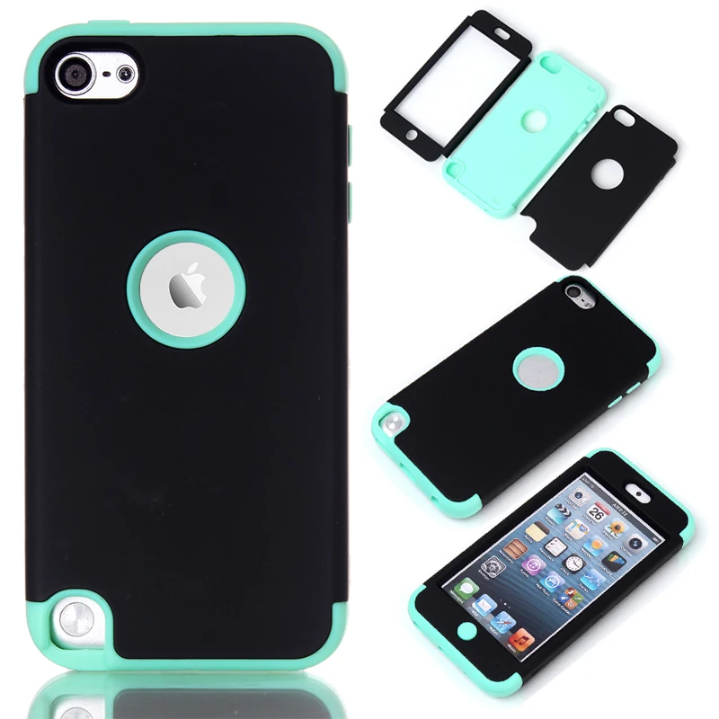 3 in 1 Hard&Soft Silicone Hybrid Case For Apple iPod Touch 5 Cover Full Body Case Shell w/Screen ...
