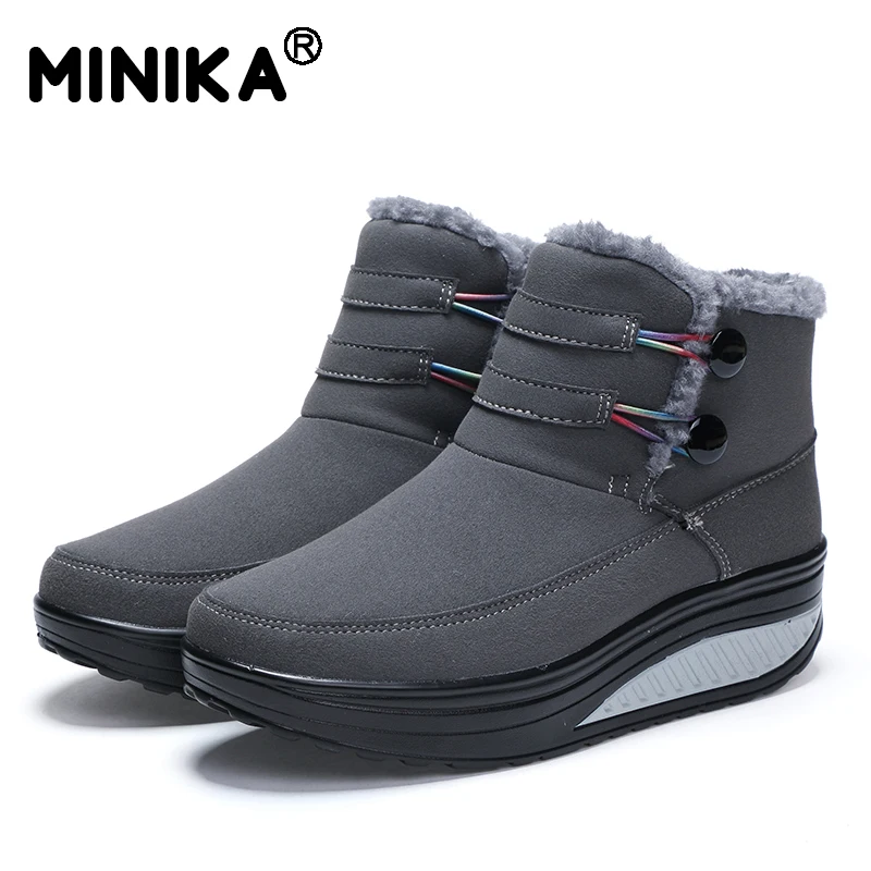 Minika/Женская обувь с плюшевой подкладкой зимние ботинки на платформе женские