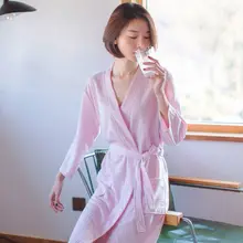 Женский длинный халат тонкий хлопок короткий рукав сплошной пояс карман халат домашняя одежда для сна большой размер модная ночная сорочка