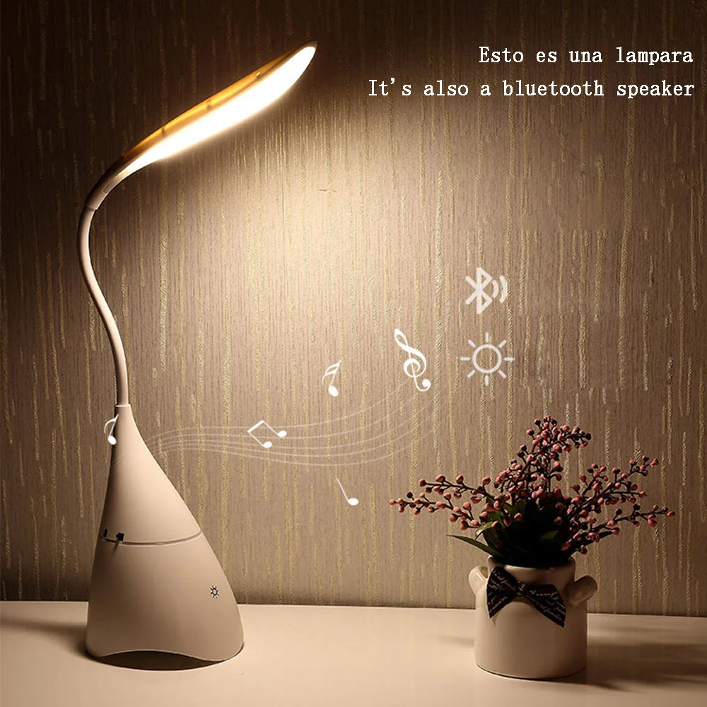 

Brand New Led bluetooth music desk lamp student Reading Lamp Eye Protection Lamp USB rechargeable table lamp Stepless adjusted