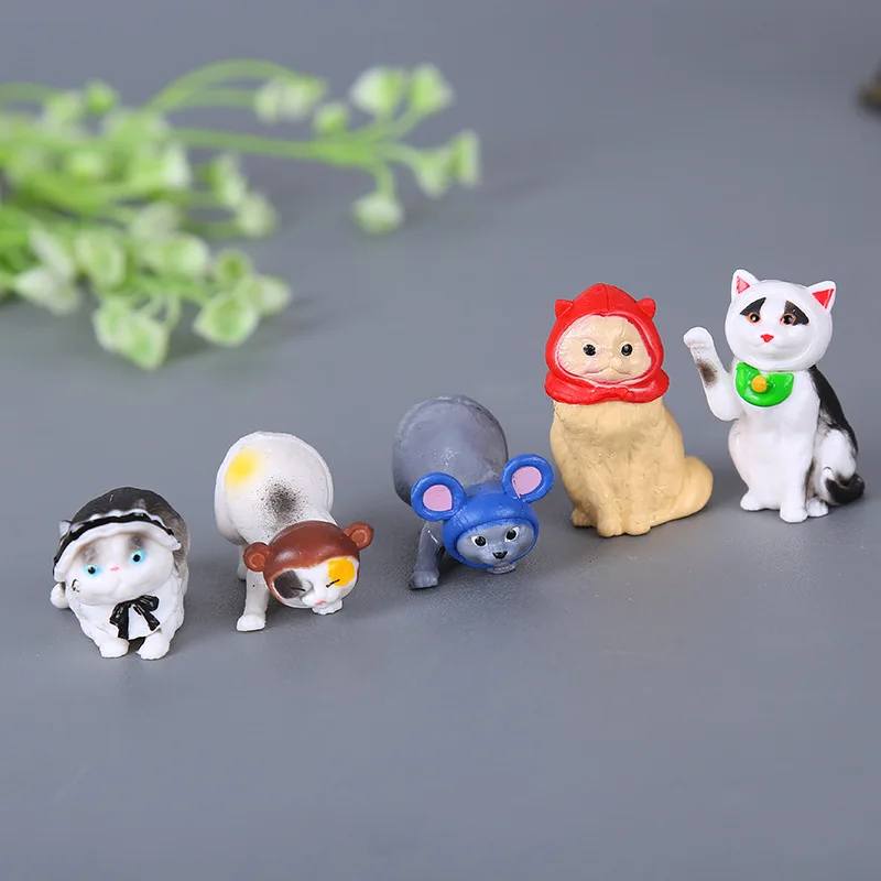 

5Pcs/Set Micro Cat Lion Miniatures Mini Animal Crafts PVC Mouse Figurine Ornament for Home Garden Decoration Random Mixed