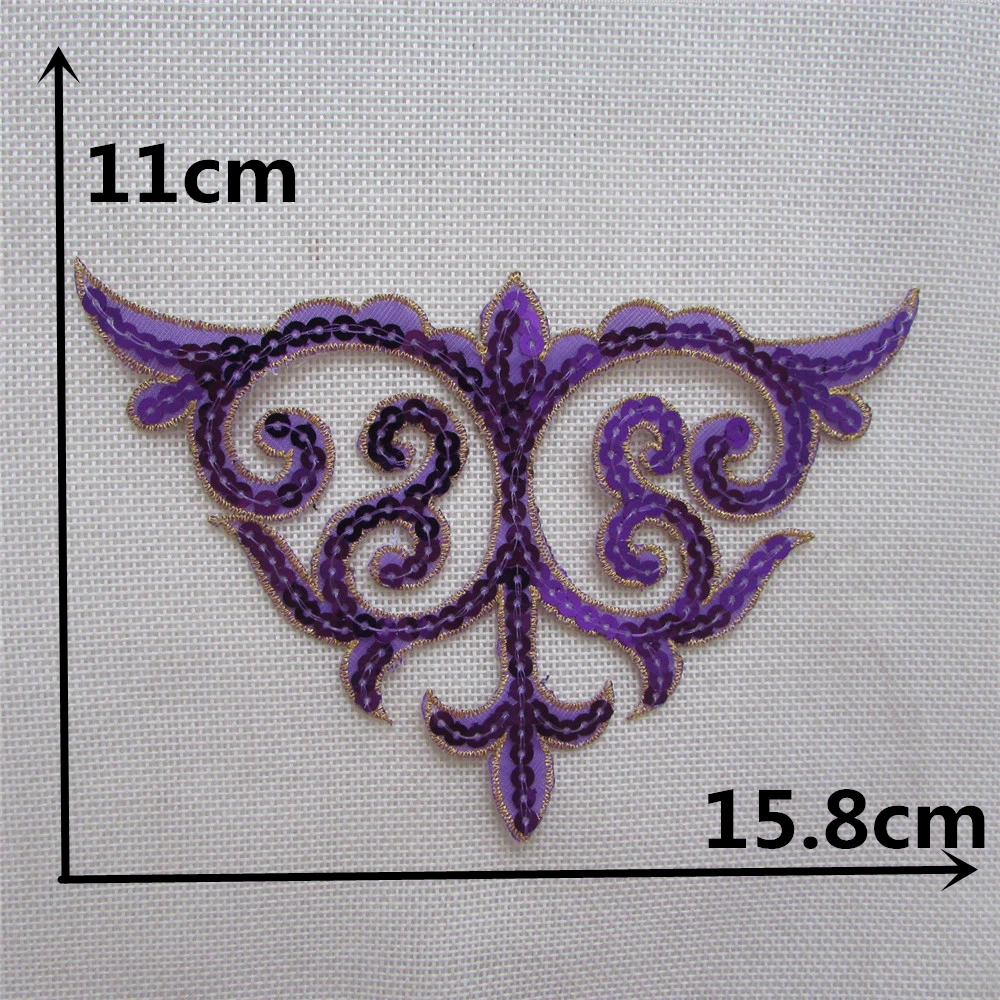 

1pcs purple lace applique clothing embroidery badge Decoration Accessories patches iron on Diy Craft fabric