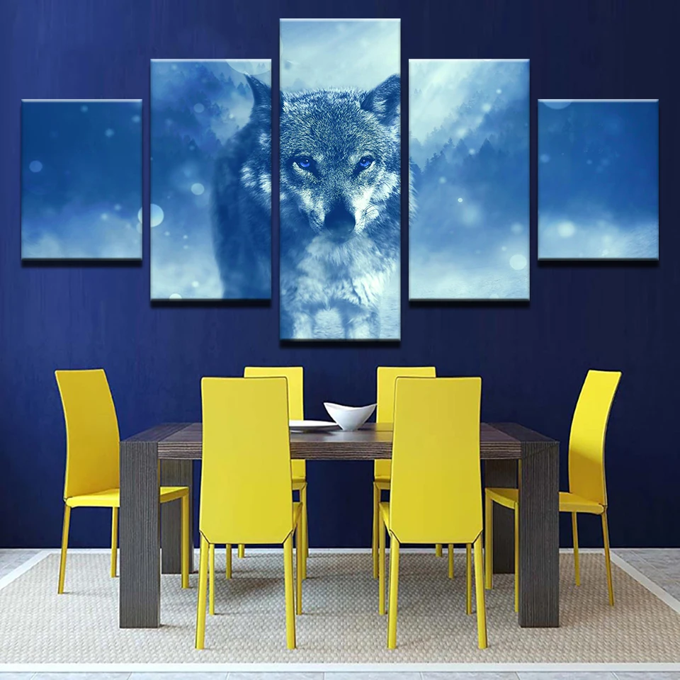 

Canvas Pictures Home Decor HD Prints Wall Art 5 Pieces Forest Animal Wolf Paintings Abstract Posters For Living Room Framework