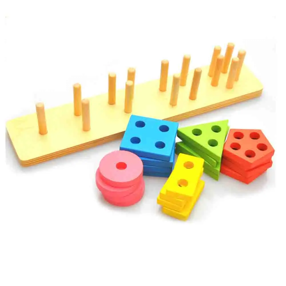 Деревянный Монтессори для изучения математики ресурсы детские развивающие игрушки для детей цветная геометрическая форма укладчик Сортировка доска здание