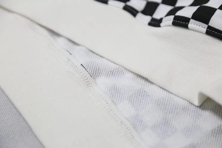 Wycbk уличная мода повседневные Черные белые толстовки Джастин Бибер Стиль Шахматная решетка мужской брендовый пуловер толстовки