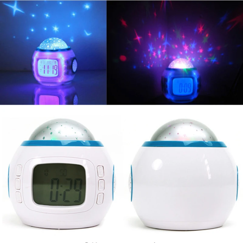1PCS Creative Music Starry Sky Projection Alarm Clock Digital LED Calendar Thermometer Light Kids Toy | Дом и сад