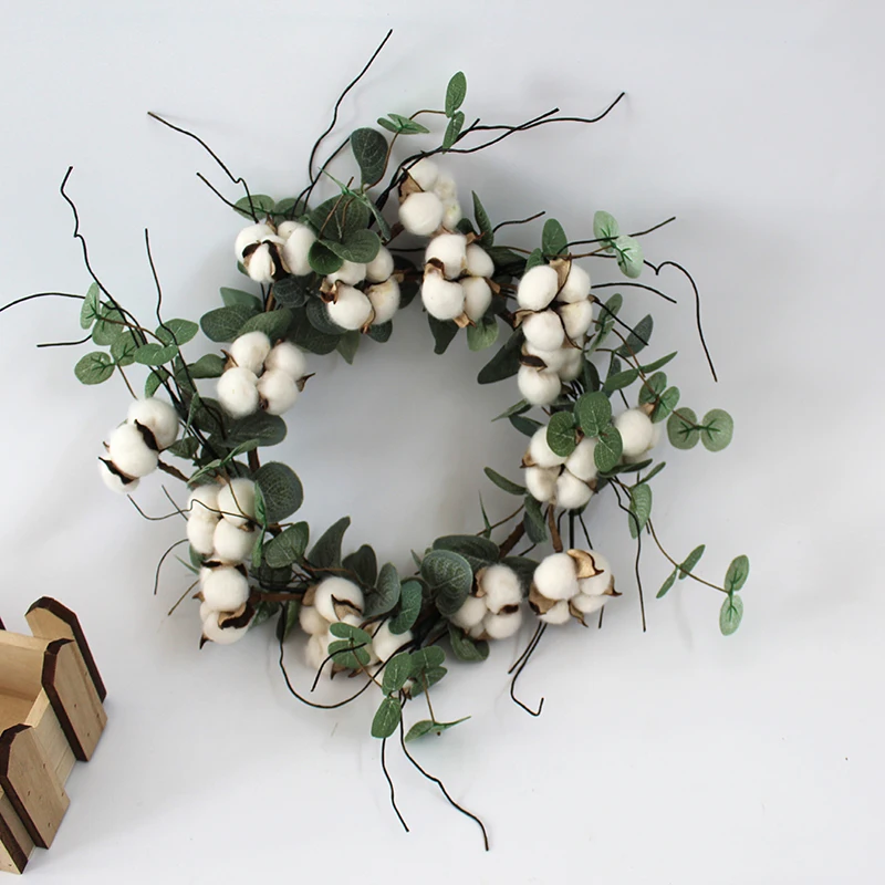 Artificial Wall Decoration Cotton Bolls Wreath House Decoration