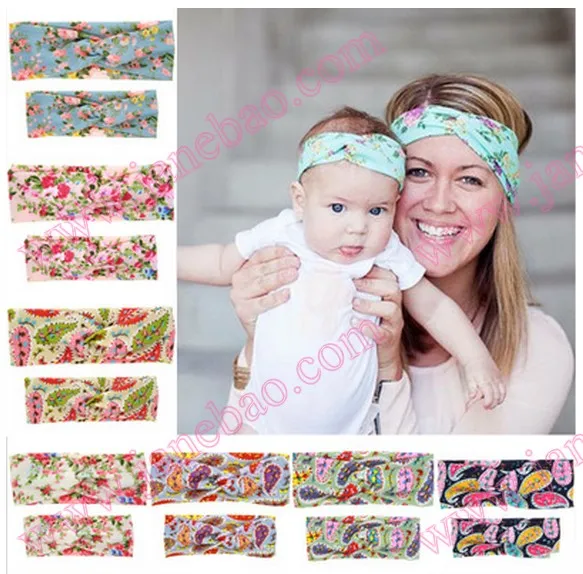 

free shipping 20set Mommy and Me Top Knots Headwrap Set Topknot Headband Mom and Me Headbands Mom and Daughter turban set