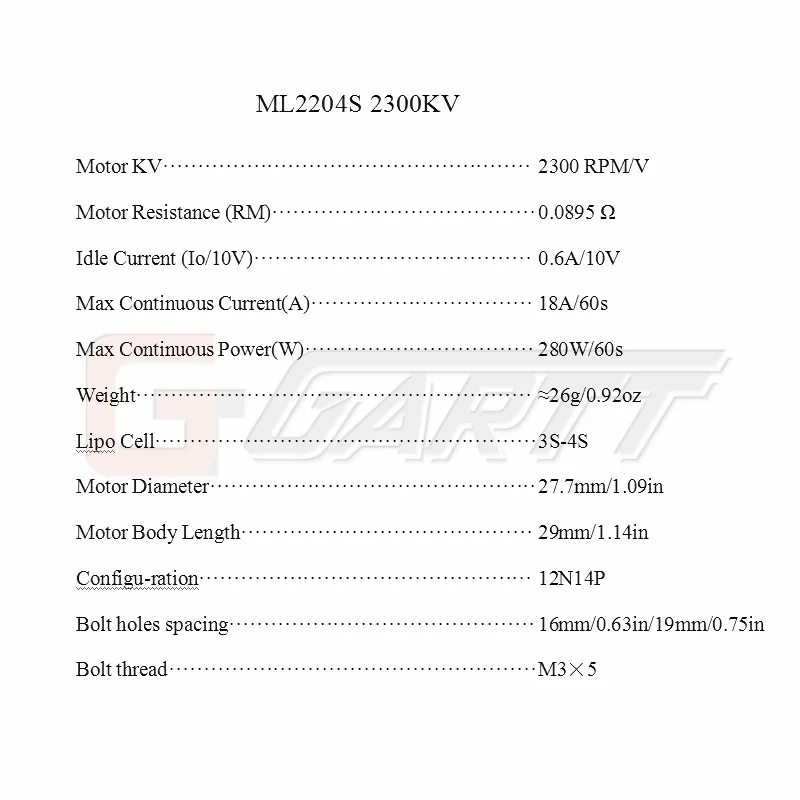Бесщеточный мотор GARTT ML 2204 S 2300KV для QAV FPV 210 250 300 мини Дрон Квадрокоптер