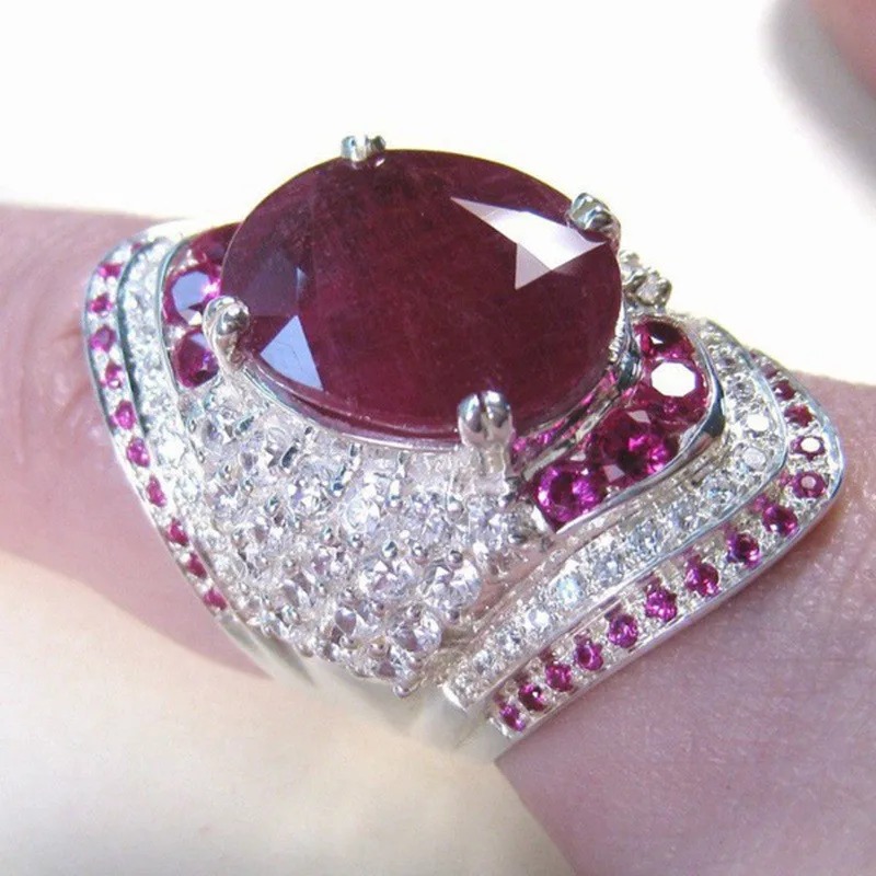 Yobest Новое модное большое кольцо с красным кристаллом винтажное CZ каменное свадебное кольцо для женщин Прямая поставка