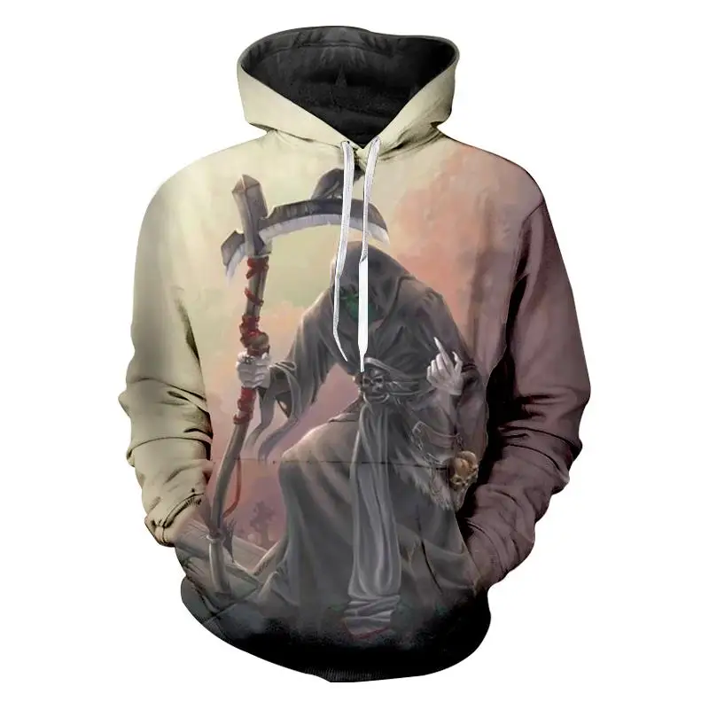 

3D Hoodies Punisher Skull Printed Hooded Sweatshirts Men Fashion Casual Long Sleeve Pullover Tracksuits Jerseys Outfit Coat