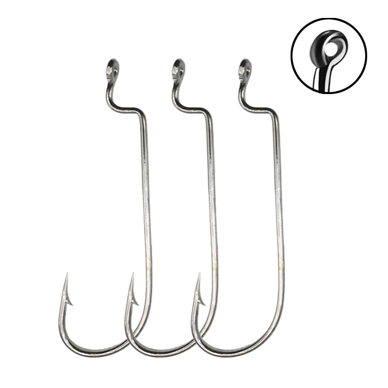 

50pcs/Lot Fishing Soft Worm Hooks High Carbon Steel Narrow Super Lock Fishhooks Lure Softjerk Hooks 8#-5/0 Fishing Tackle
