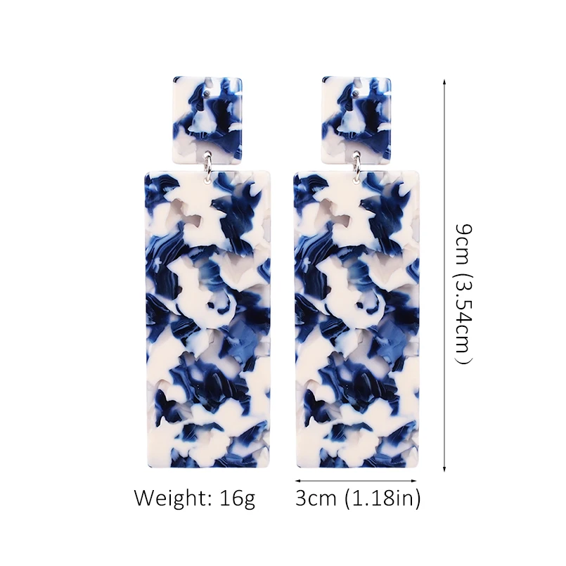 MANILAI Rectangle Acrylic Long Dangle Earrings Big Geometric Acetate Tortoiseshell Earrings For Women Statement Leopard Jewelry