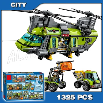 

1325pcs City Volcano Heavy lift Helicopter Model Building Blocks 10642 Police Assemble Brick Children Toys Compatible with