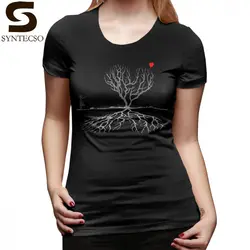Грустно футболка Бэнкси сердца дерево футболка Повседневное с круглым вырезом Для женщин футболка Мода с коротким рукавом негабаритных