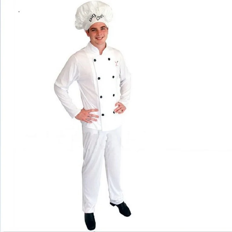 Большой шеф-повара/Kitchener Play костюм Топ/брюки/шляпа ужасающая белая ткань для праздничного фестиваля вечерние бальные