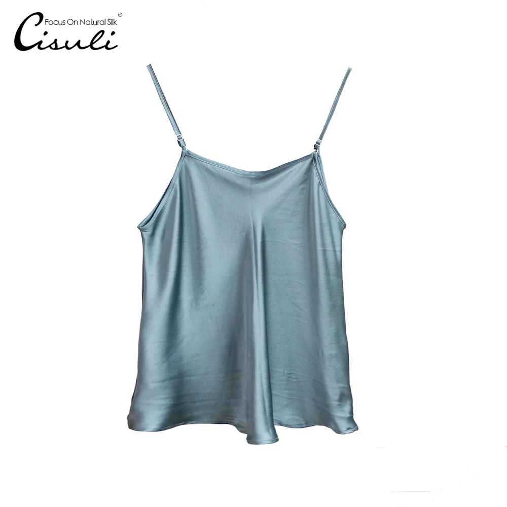 

CISULI 100% Silk Satin Glossy Camisole With adjustable Strap Soft Satin Silk Fabric Natural Mulberry Silk Update New Desigual
