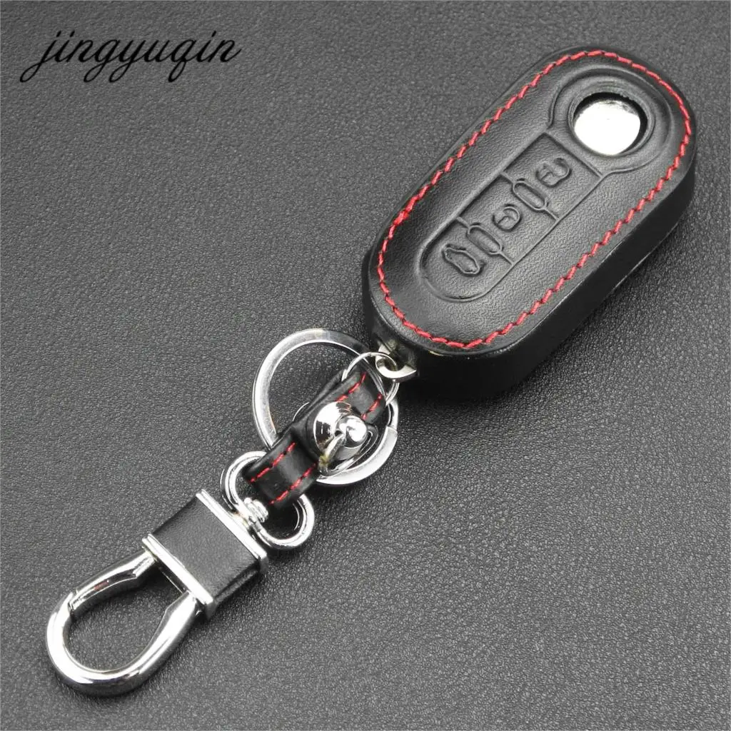 jingyuqin Leather Key Case For FIAT 500 Panda Punto Bravo Car Alarm 3 Buttons Flip folding Remote Key Shell Cover Holder key case key case cover car key shell remote control case cover flip key fob shell
