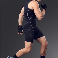 Тренажерный зал мужские спортивные сексуальные обтягивающие открытый впитывает пот абсорбент быстросохнущие Фитнес костюмы Body Shaper кофты без рукавов