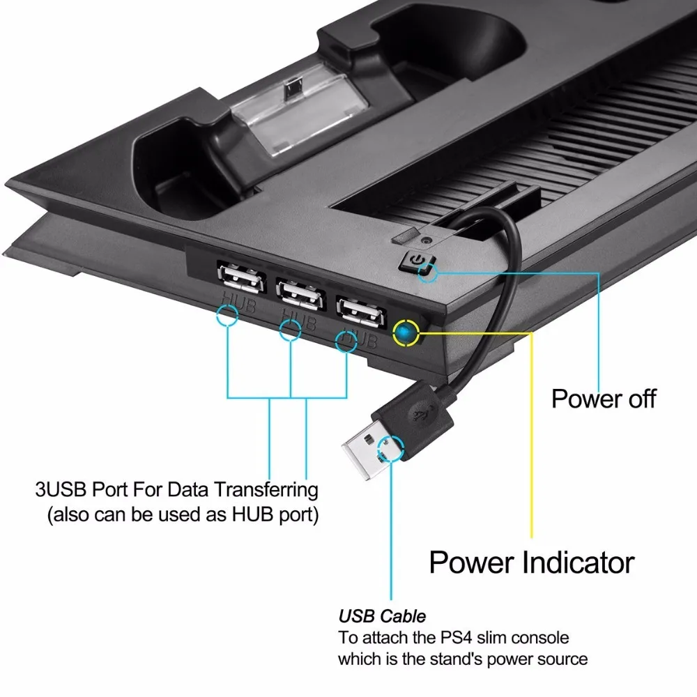 PS4 Pro консоли Cooler Pad вертикальная подставка вентилятор охлаждения двойной джойстик PS4 зарядка с портом USB Расширенный концентратор для SONY Игровые приставки 4 Pro