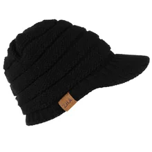 Новая Стильная однотонная шапка для взрослых женщин и мужчин вязаная крючком зимняя шапка вязаная теплая бейсбольная Кепка Козырек Кепки высокого качества Z39