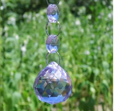 5 Purple Hanging Chandelier Crystal Ball Prism Lamp Feng Shui Drops Pendant 20mm 