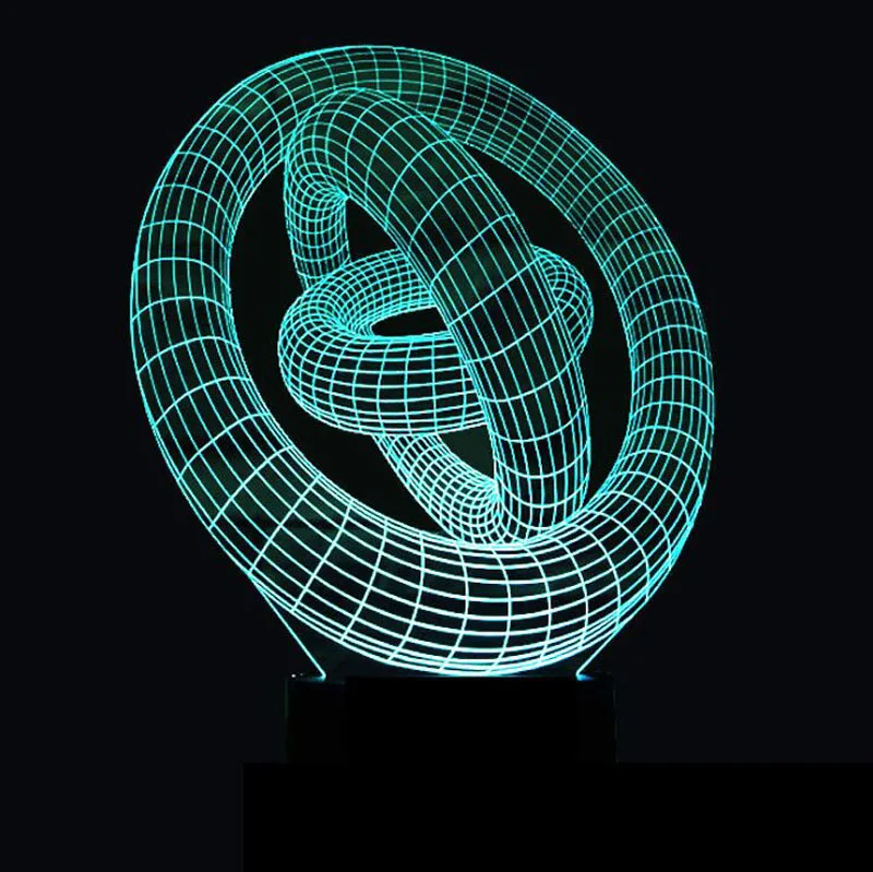 

YIMIA Creative 3D LED Lamp 3 Circles Illusion LED USB Lamp Touch RGB 7 Color Changing Table Night Light Bedside Decoration