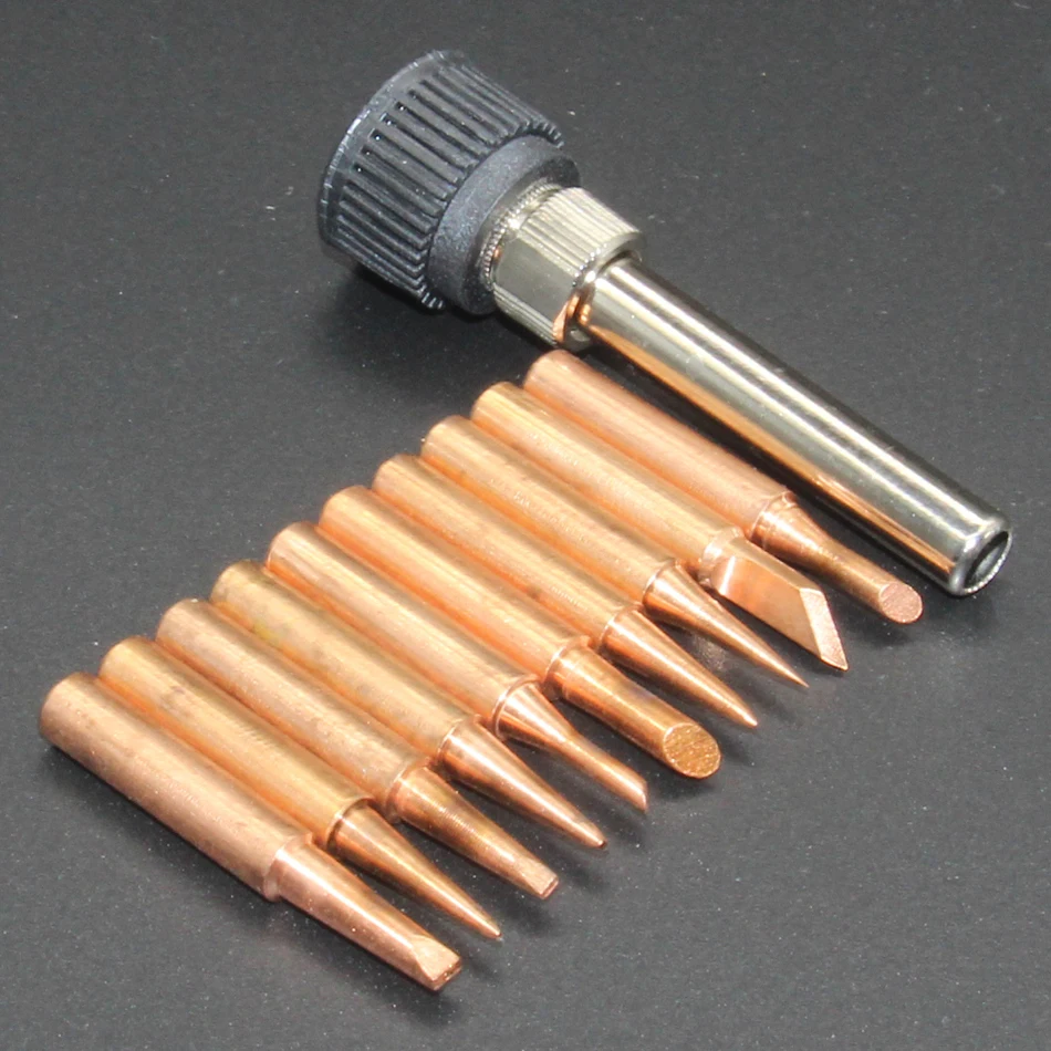 hot air rework station 10pcs/lot Iron casing Solder Iron Tip 900M-T Flux For 936 SAIKE ATTEN GORDAK KADA YIHUA Soldering Rework Station Iron Tsui electronics soldering kit