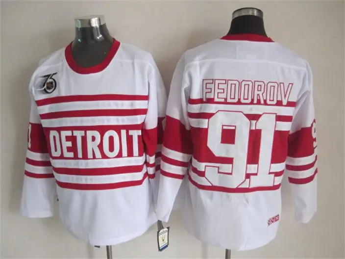 Factory Price Mens Detroit Red Wings Jerseys #91 Sergei Fedorov