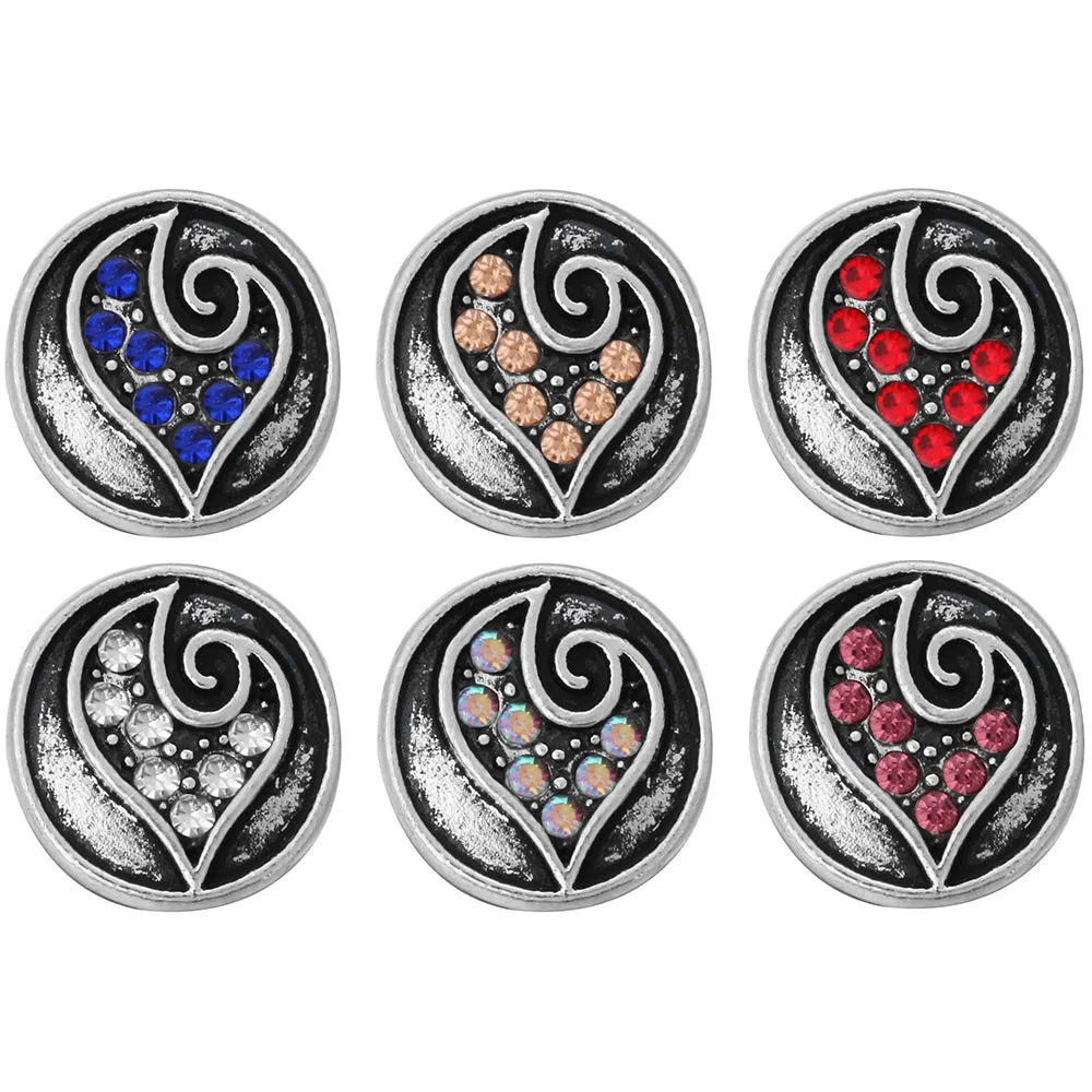 

10pcs/lot Wholesale New Rhinestone Vintage 12mm Snap Button Jewelry Ginger Snaps fit Button Snap Bracelets Necklace Jewelry
