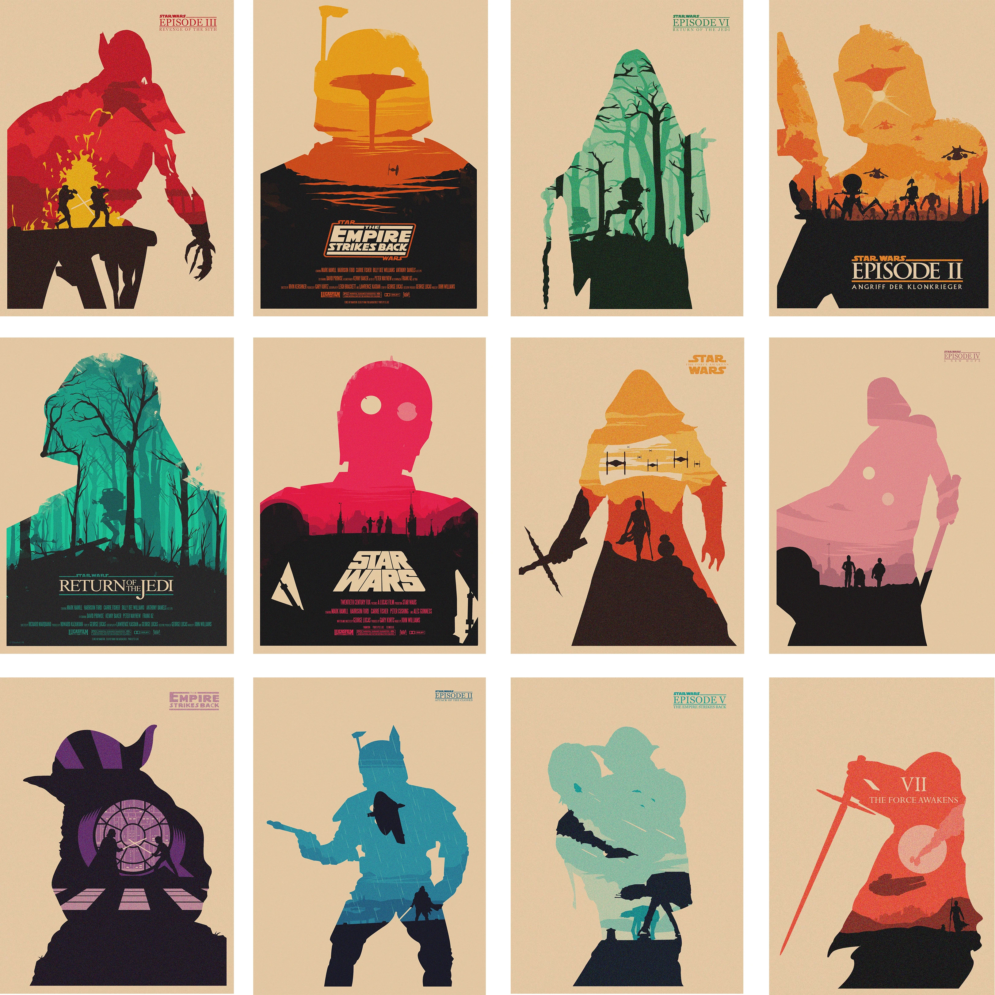 Star Wars Art Posters Wall Stickers Home Decoration Brown Kraft Paper Retro Style MO14 Star Wars Art Posters Wall Stickers Home Decoration Brown Kraft Paper Retro Style MO14