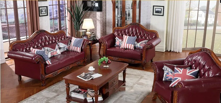 Гостиная современная кожаная софа Европейский секционный диван набор d1421